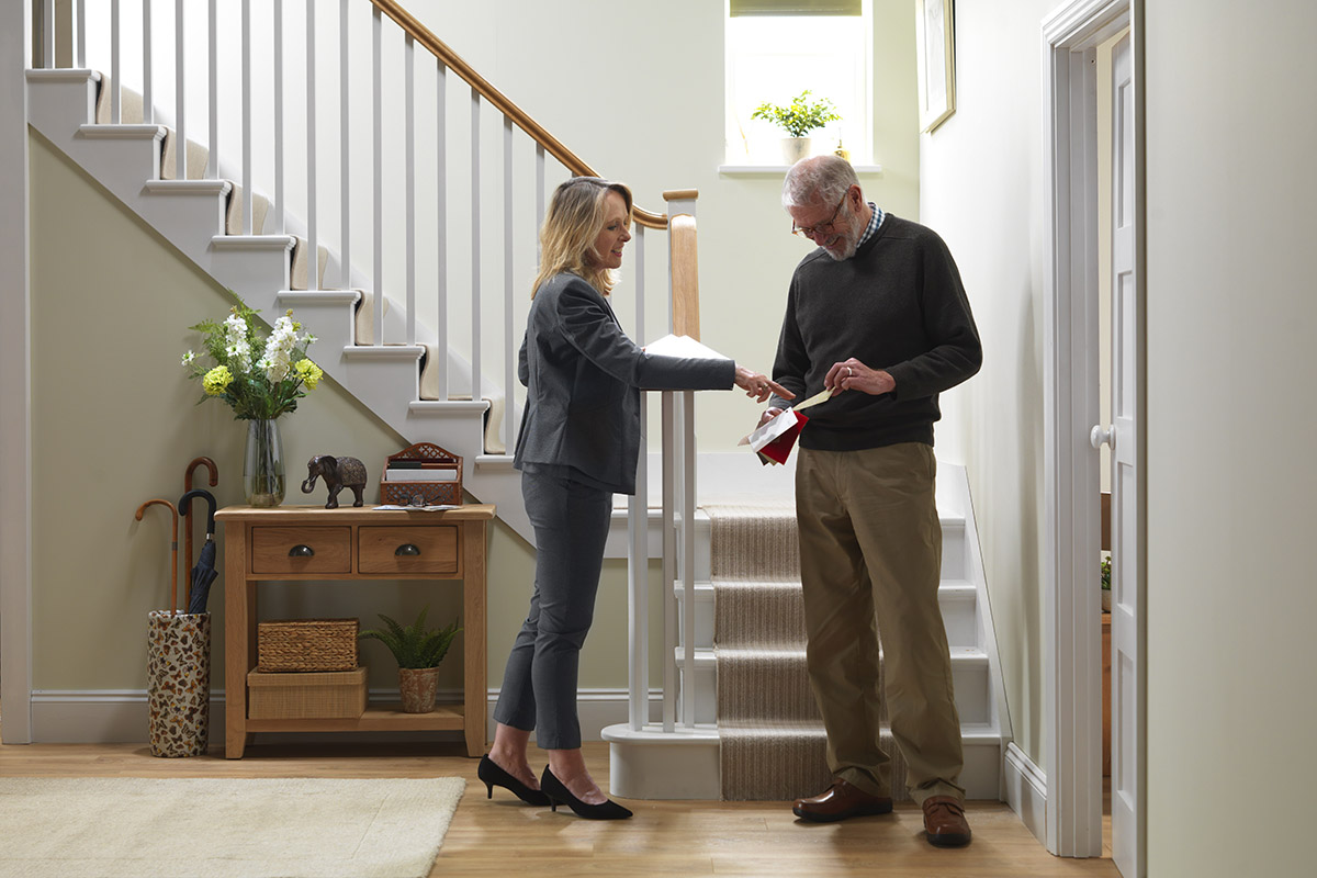 Looking at stairlift prices and added features with mobility specialist